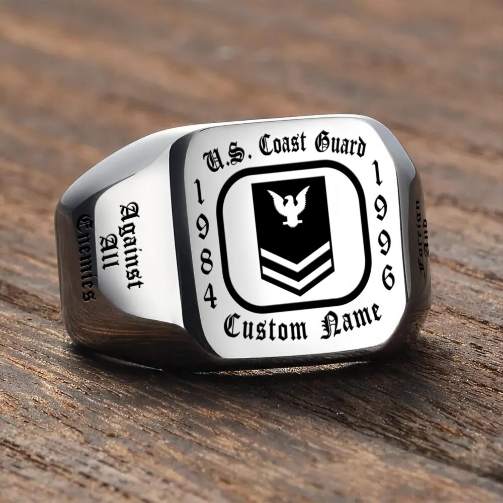 US Coast Guard, Served With Pride - Engraved Men's Ring - Image 3