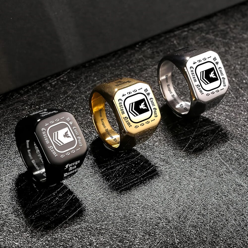 US Coast Guard, Served With Pride - Engraved Men's Ring - Image 7