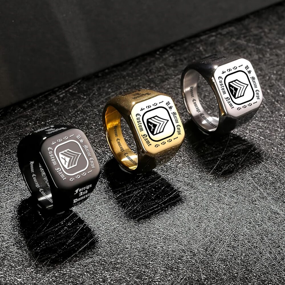 US Marine Corps, E 3 Marines Lance Corporal - Engraved Men's Ring - Image 7