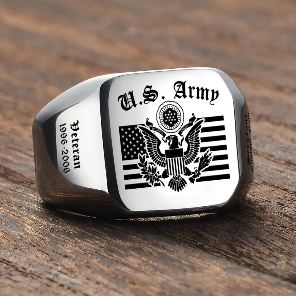 US Army, O 2 Army First Lieutenant - Engraved Men's Ring - Image 3