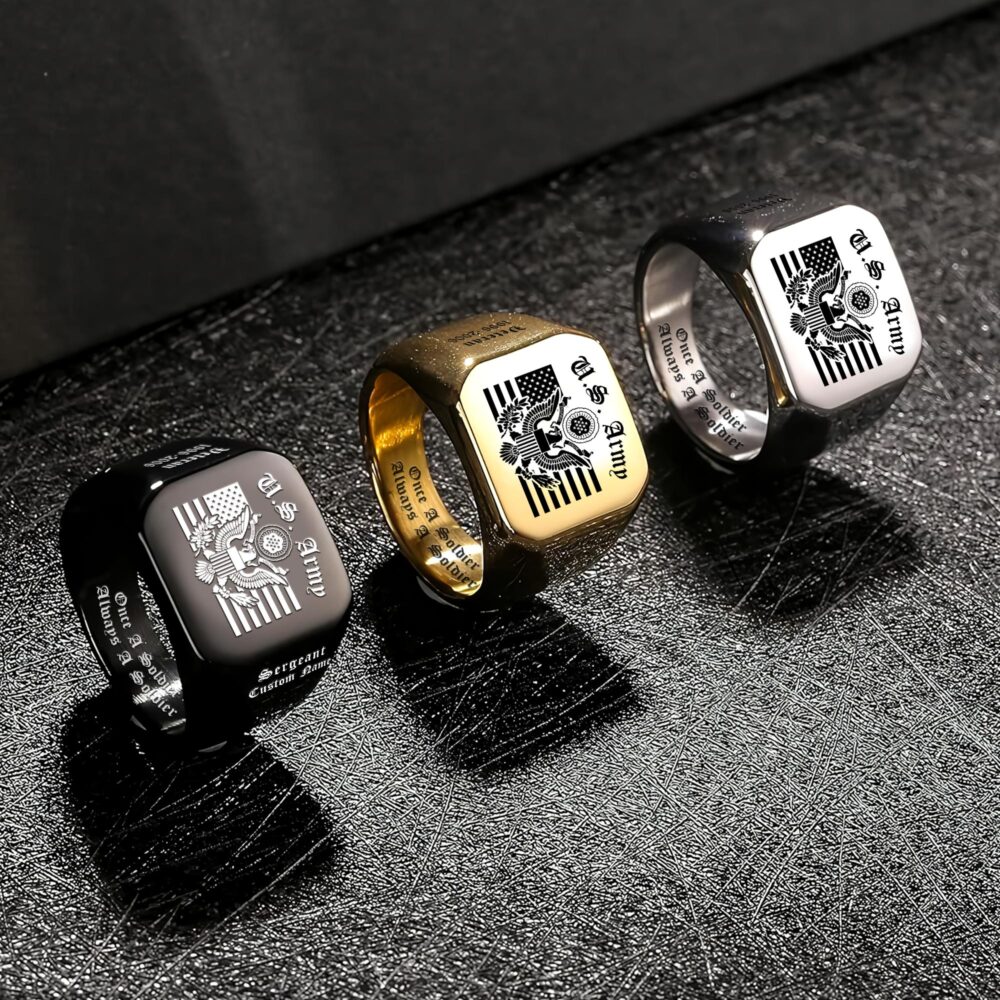US Army, O 2 Army First Lieutenant - Engraved Men's Ring - Image 7