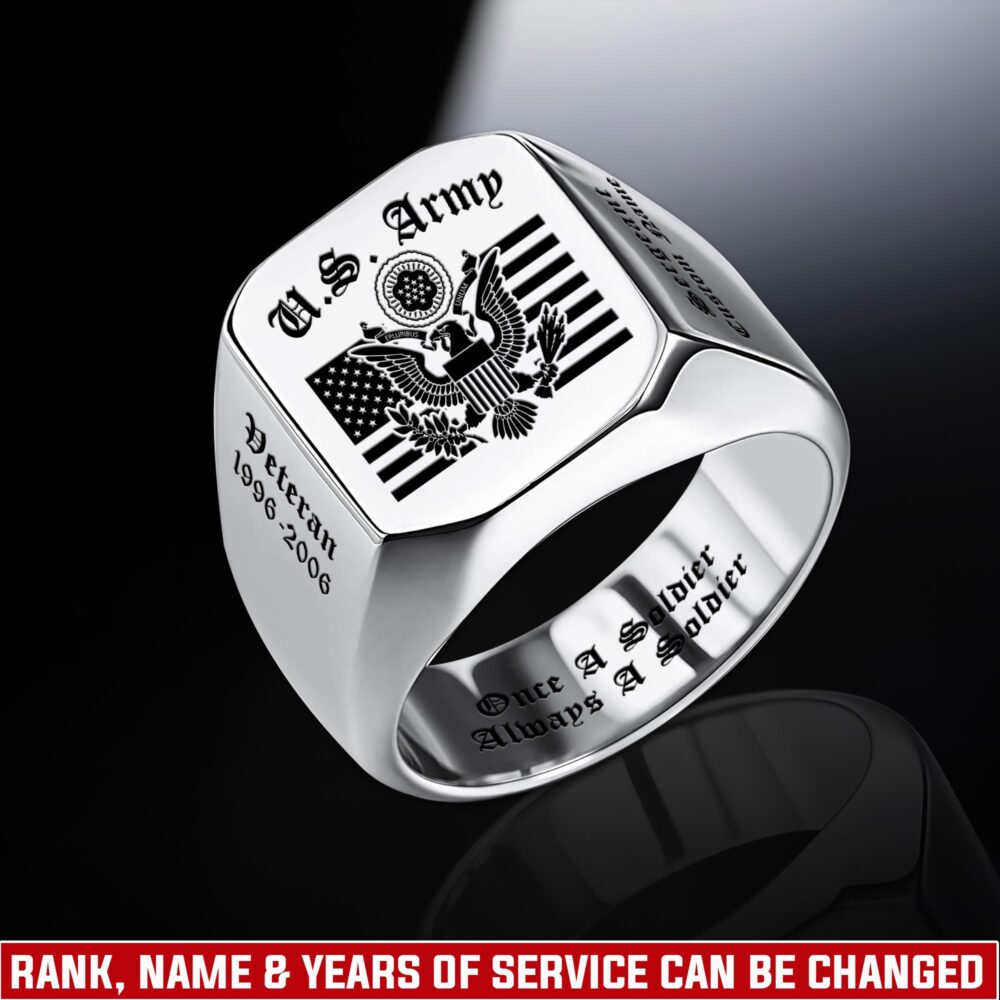 US Army, O 2 Army First Lieutenant - Engraved Men's Ring
