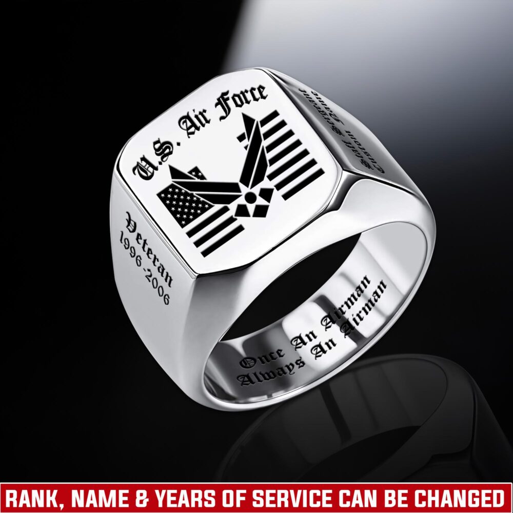 US Air Force , Aim High … Fly-Fight-Win - Engraved Men's Ring
