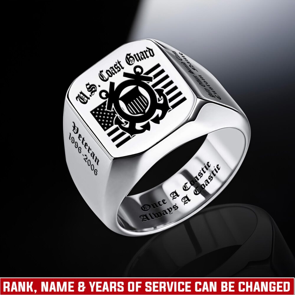 US Coast Guard, E 4 Gold - Engraved Men's Ring
