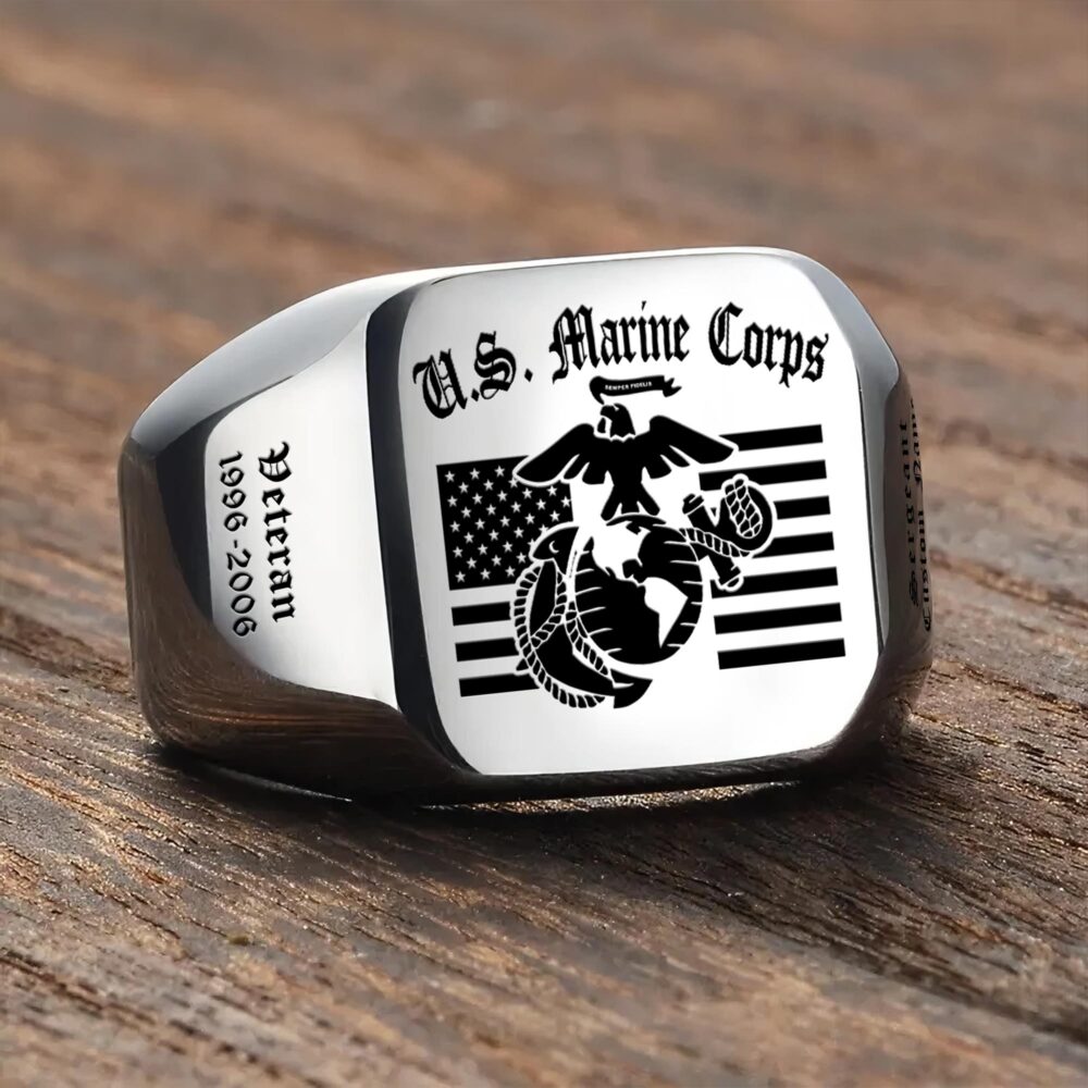 US Marine Corps, E 6 Marines Staff Sergeant - Engraved Men's Ring - Image 3
