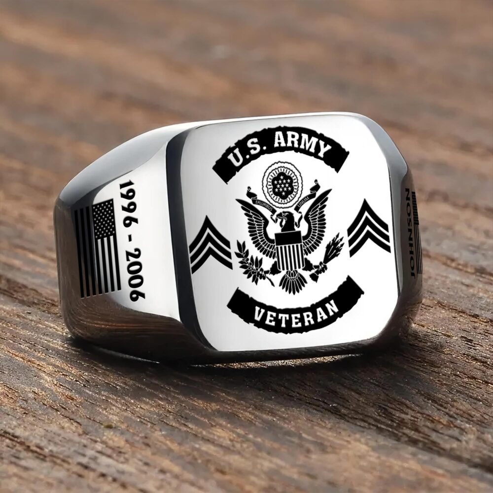 US Army, Remember - Honor - Respect - Engraved Men's Ring - Image 3