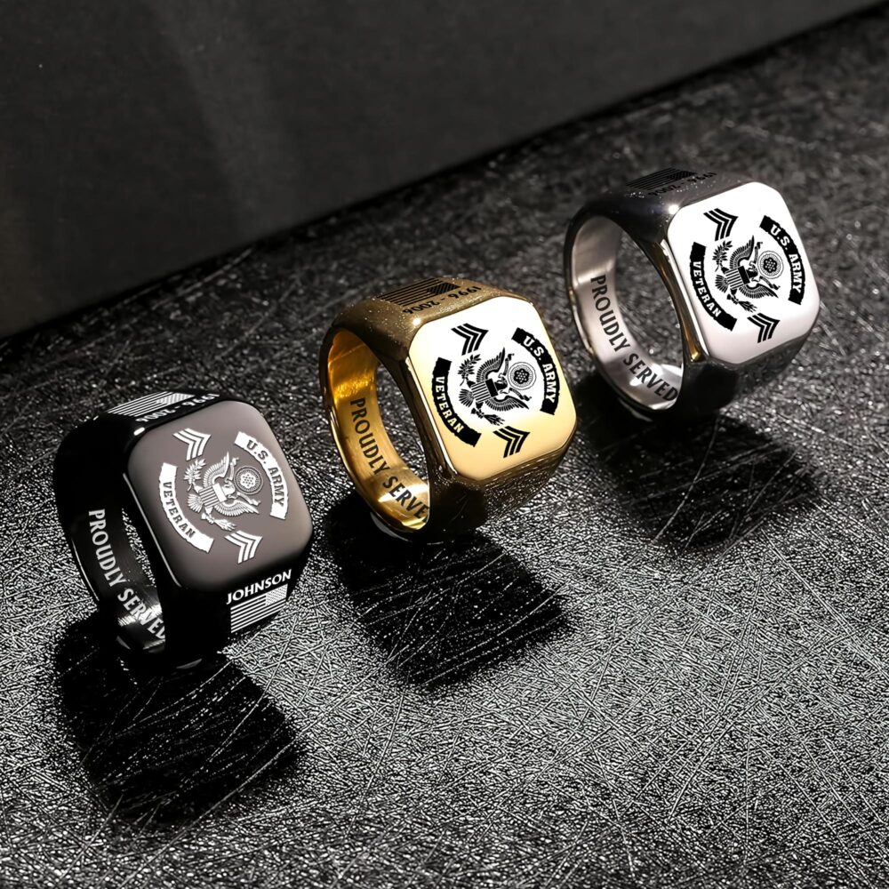 US Army, Remember - Honor - Respect - Engraved Men's Ring - Image 7