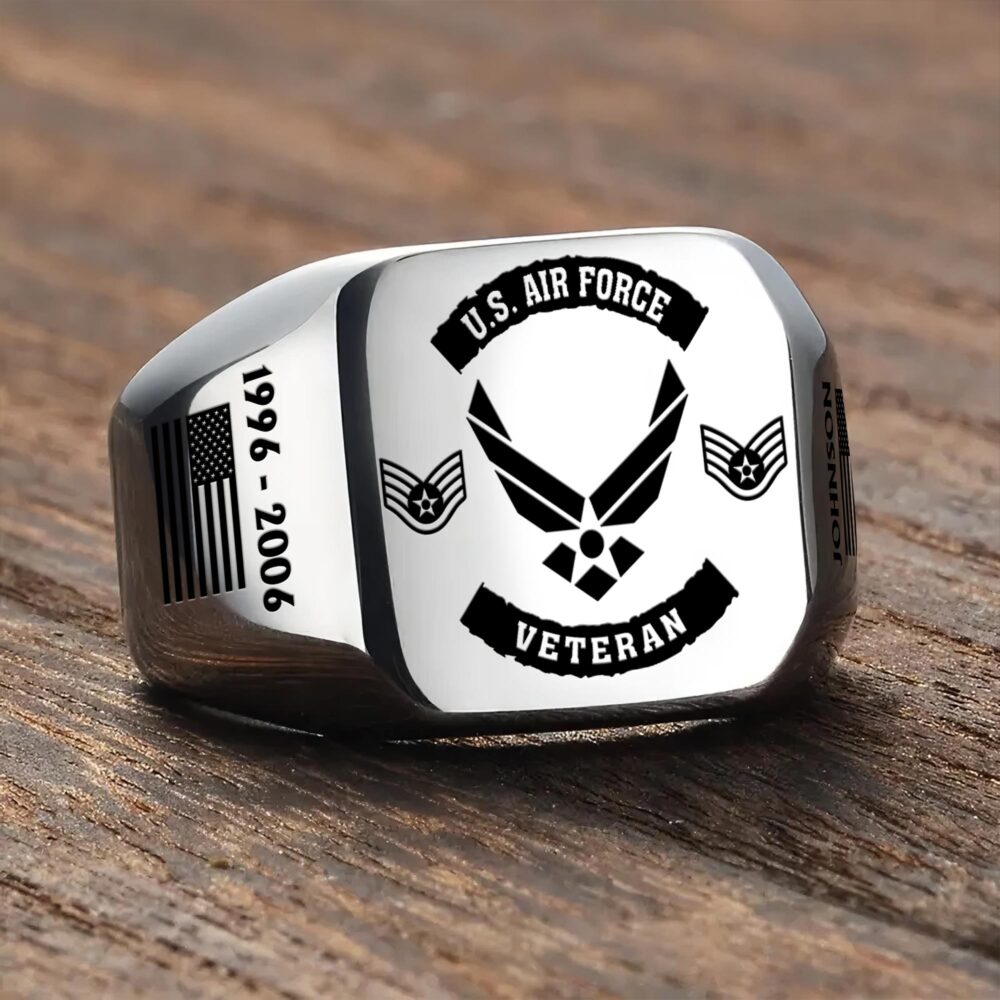 US Air Force , E 6 Air Force Technical Sergeant - Engraved Men's Ring - Image 3