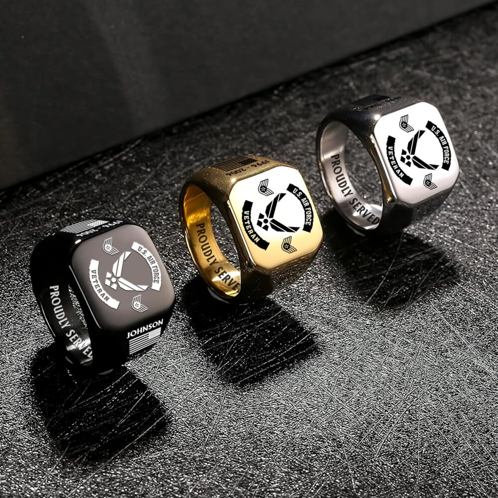 US Air Force , E 6 Air Force Technical Sergeant - Engraved Men's Ring - Image 7