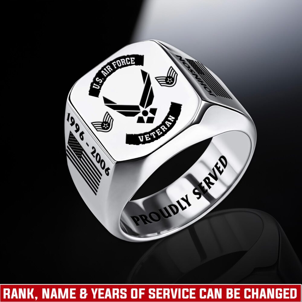 US Air Force , E 6 Air Force Technical Sergeant - Engraved Men's Ring