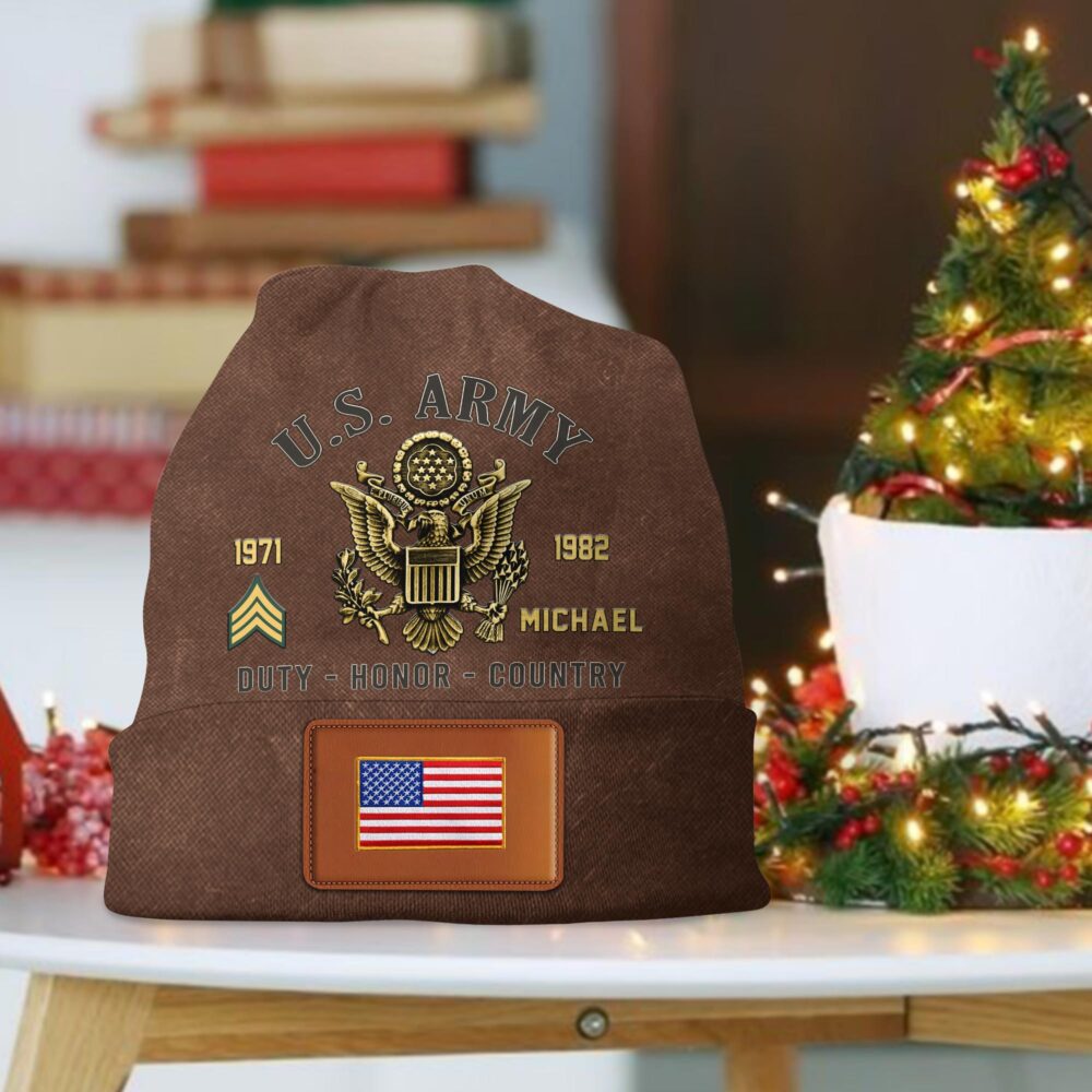 US Army, W 4 Army Chief Warrant Officer 4 - Leather Patch Beanie Hat - Image 2