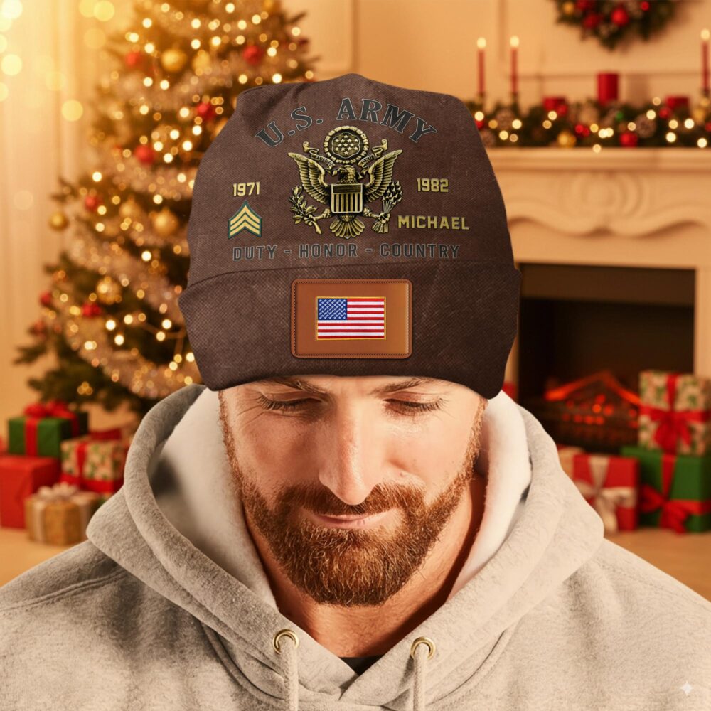 US Army, W 4 Army Chief Warrant Officer 4 - Leather Patch Beanie Hat - Image 3