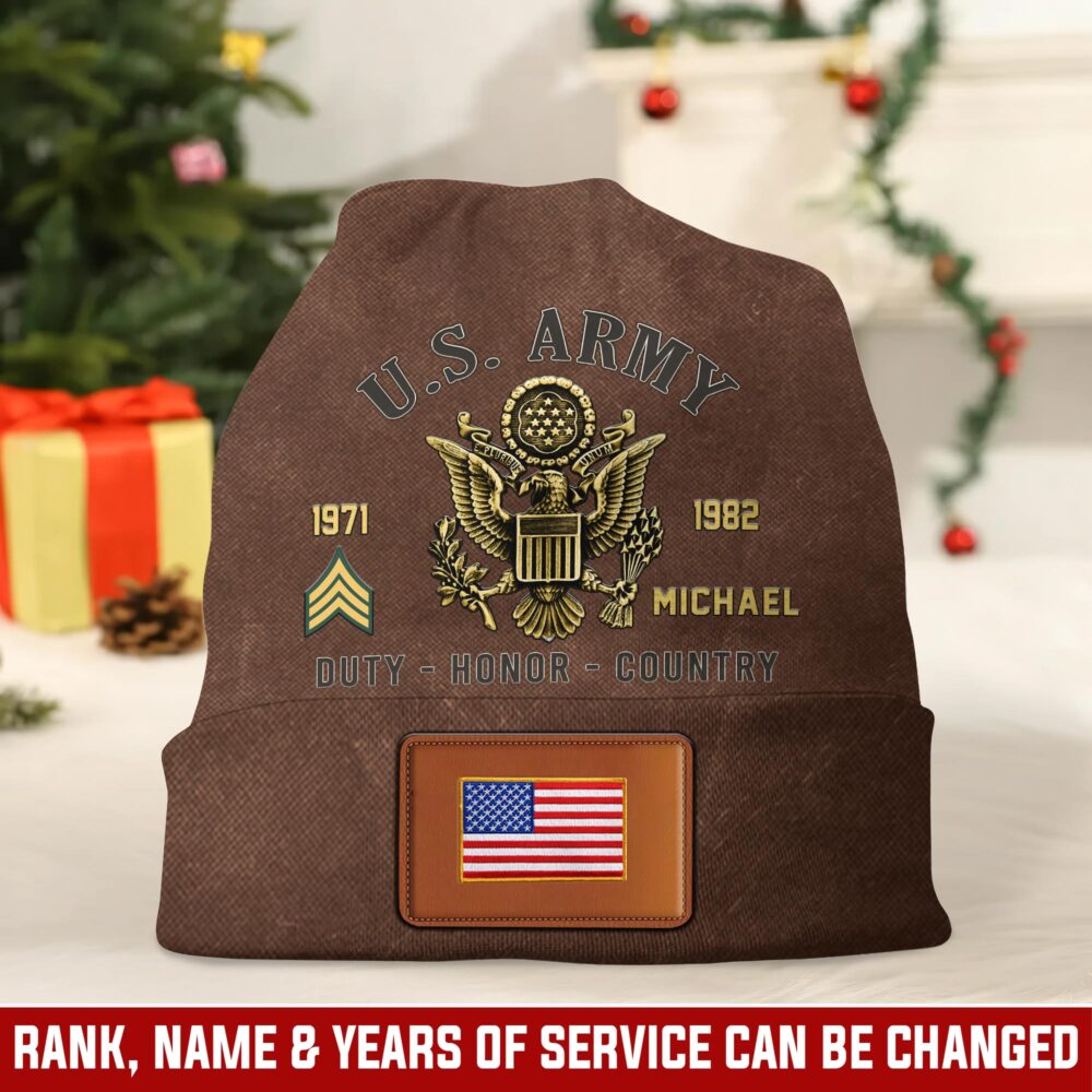 US Army, W 4 Army Chief Warrant Officer 4 - Leather Patch Beanie Hat