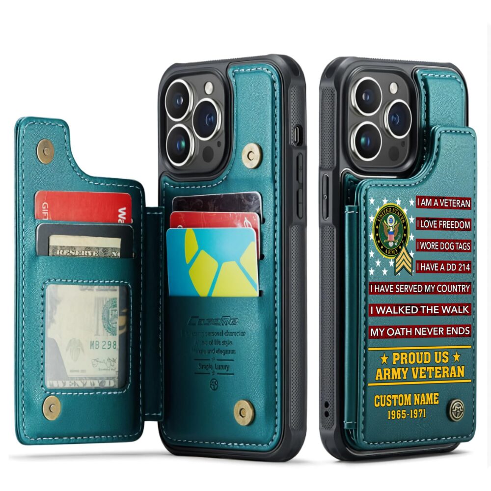 US Army, E 5 Army Specialist - Leather Flip Phone Case - Image 5