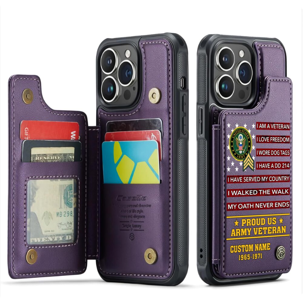 US Army, E 5 Army Specialist - Leather Flip Phone Case - Image 6