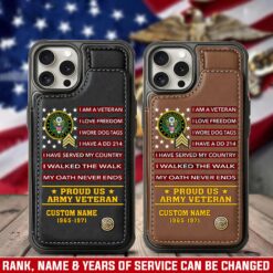 US Army, E 5 Army Specialist - Leather Flip Phone Case