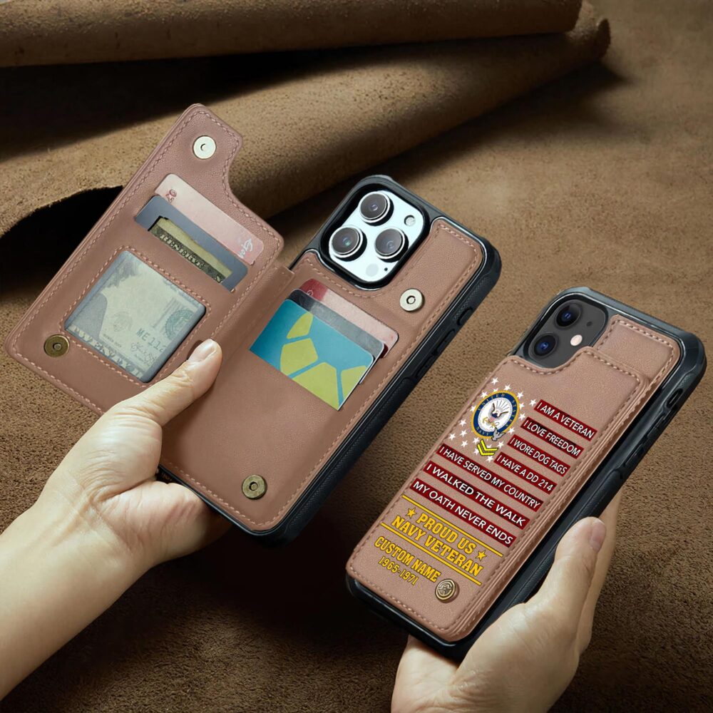 US Navy, Served With Pride - Leather Flip Phone Case - Image 2