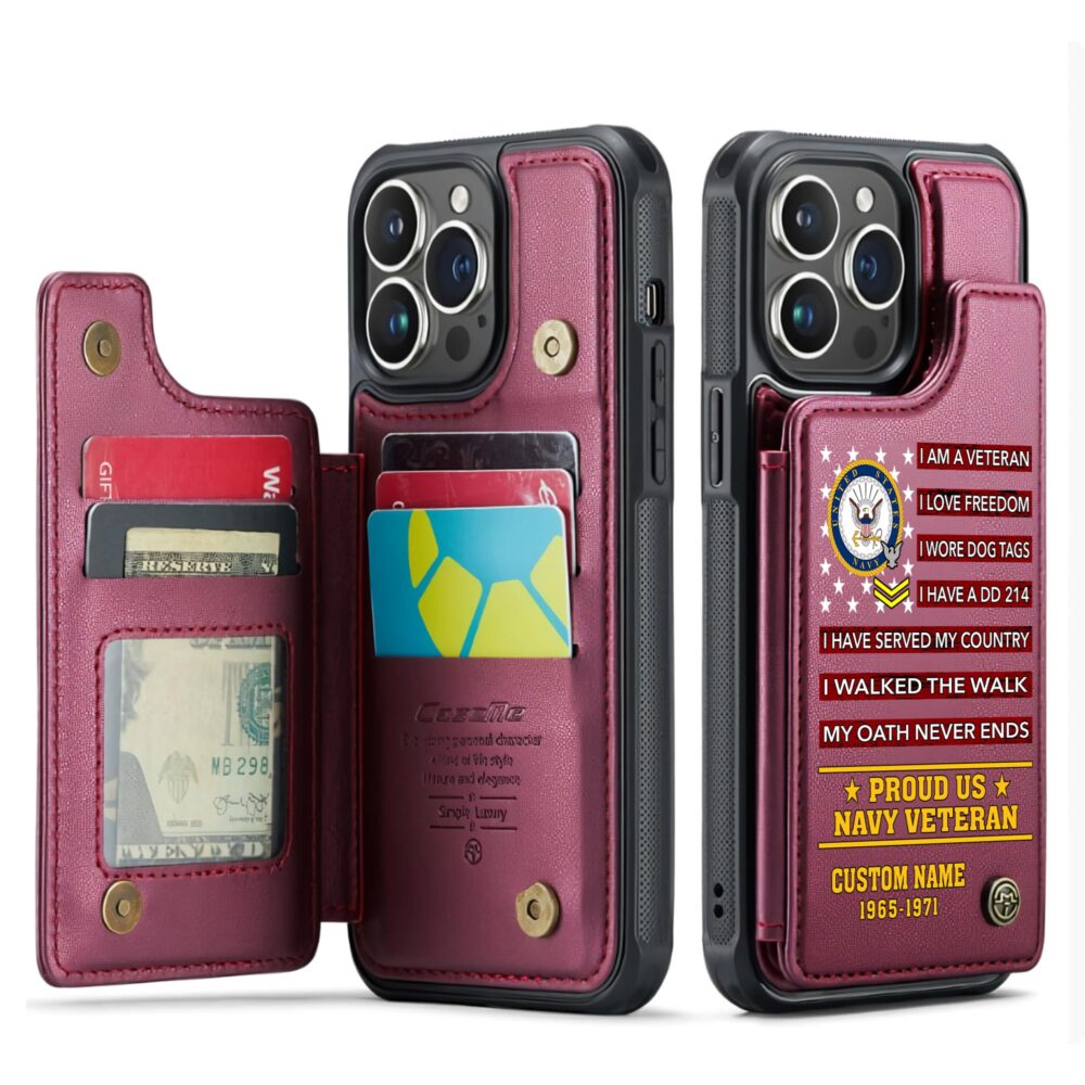 US Navy, Served With Pride - Leather Flip Phone Case - Image 4