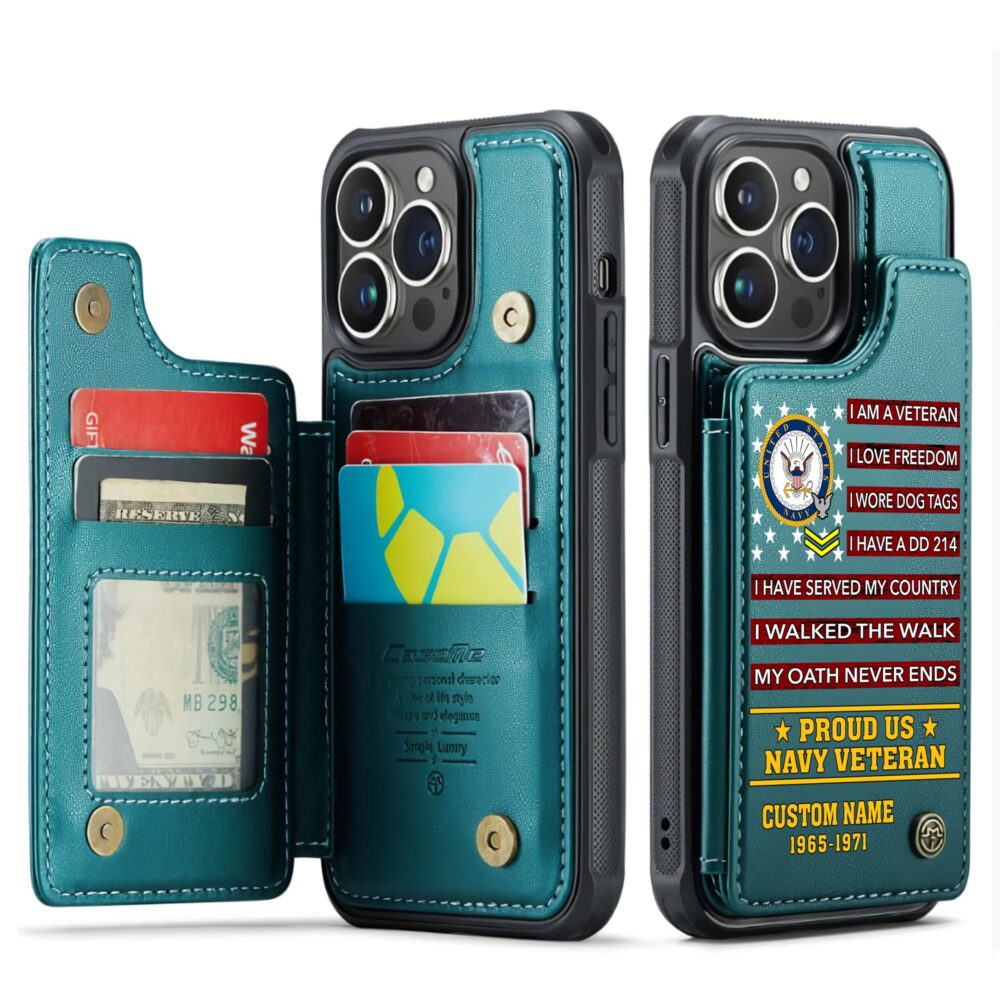 US Navy, Served With Pride - Leather Flip Phone Case - Image 5