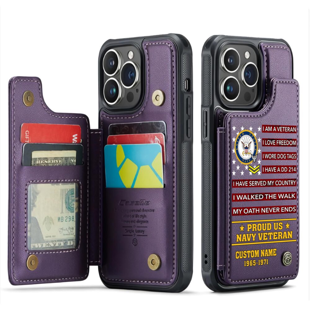 US Navy, Served With Pride - Leather Flip Phone Case - Image 6