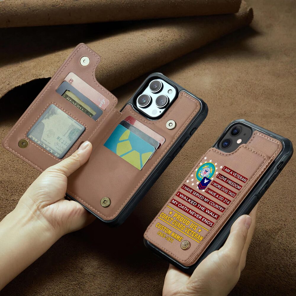 US Coast Guard, E 4 Gold - Leather Flip Phone Case - Image 2