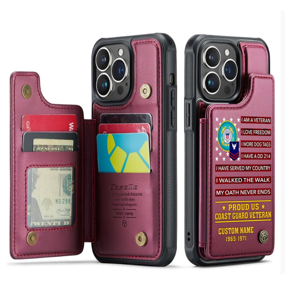 US Coast Guard, E 4 Gold - Leather Flip Phone Case - Image 4