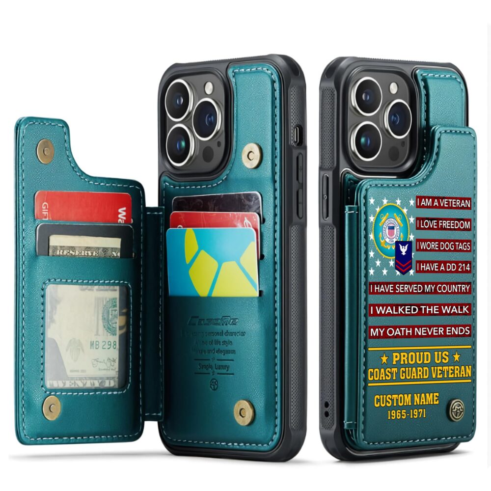 US Coast Guard, E 4 Gold - Leather Flip Phone Case - Image 5