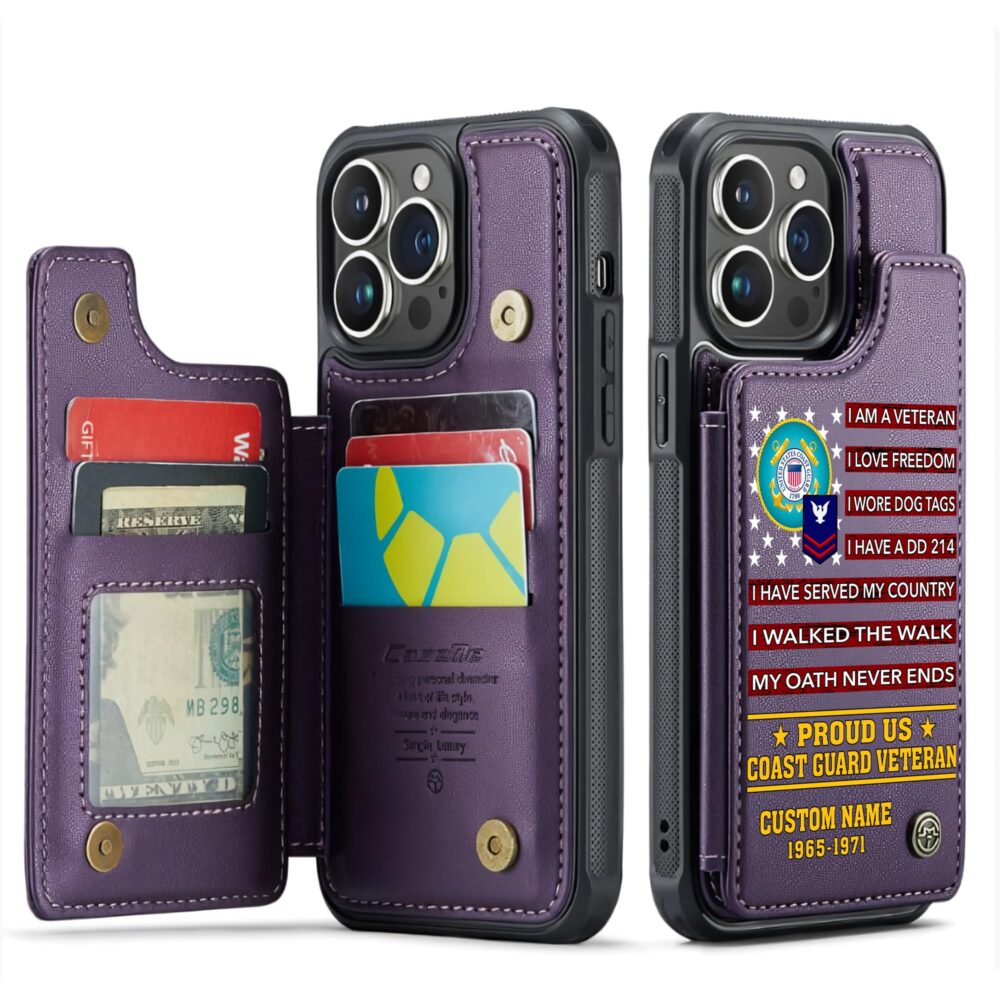 US Coast Guard, E 4 Gold - Leather Flip Phone Case - Image 6