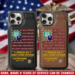 US Coast Guard, E 4 Gold - Leather Flip Phone Case