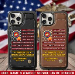 US Marine Corps, Proud Veteran - Leather Flip Phone Case