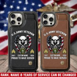 US Army, E 6 Army Specialist - Leather Flip Phone Case