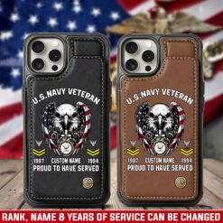 US Navy, E 3 Blue - Leather Flip Phone Case