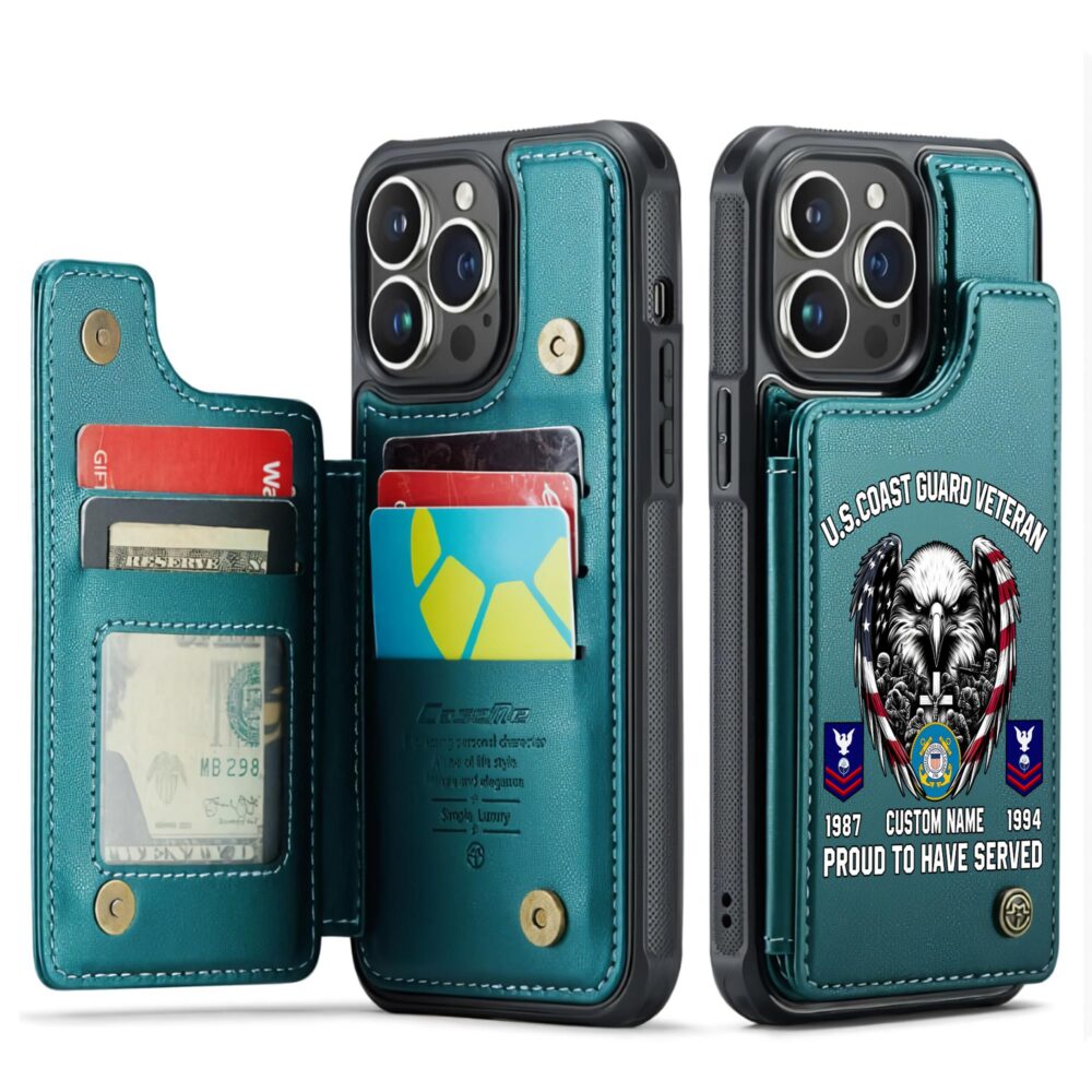 US Coast Guard, Defender of Freedom - Leather Flip Phone Case - Image 5