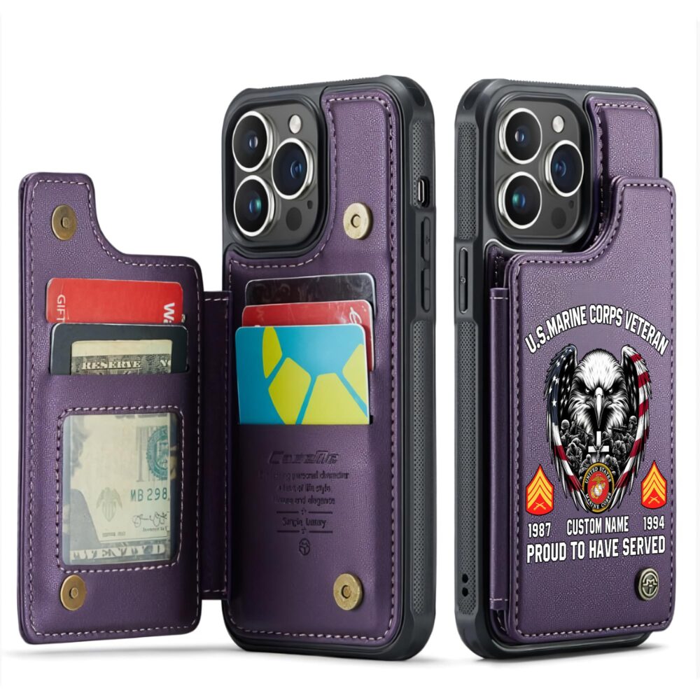 US Marine Corps, Proud To Have Served - Leather Flip Phone Case - Image 6