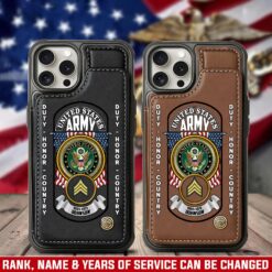US Army, E 3 Army Private First Class - Leather Flip Phone Case