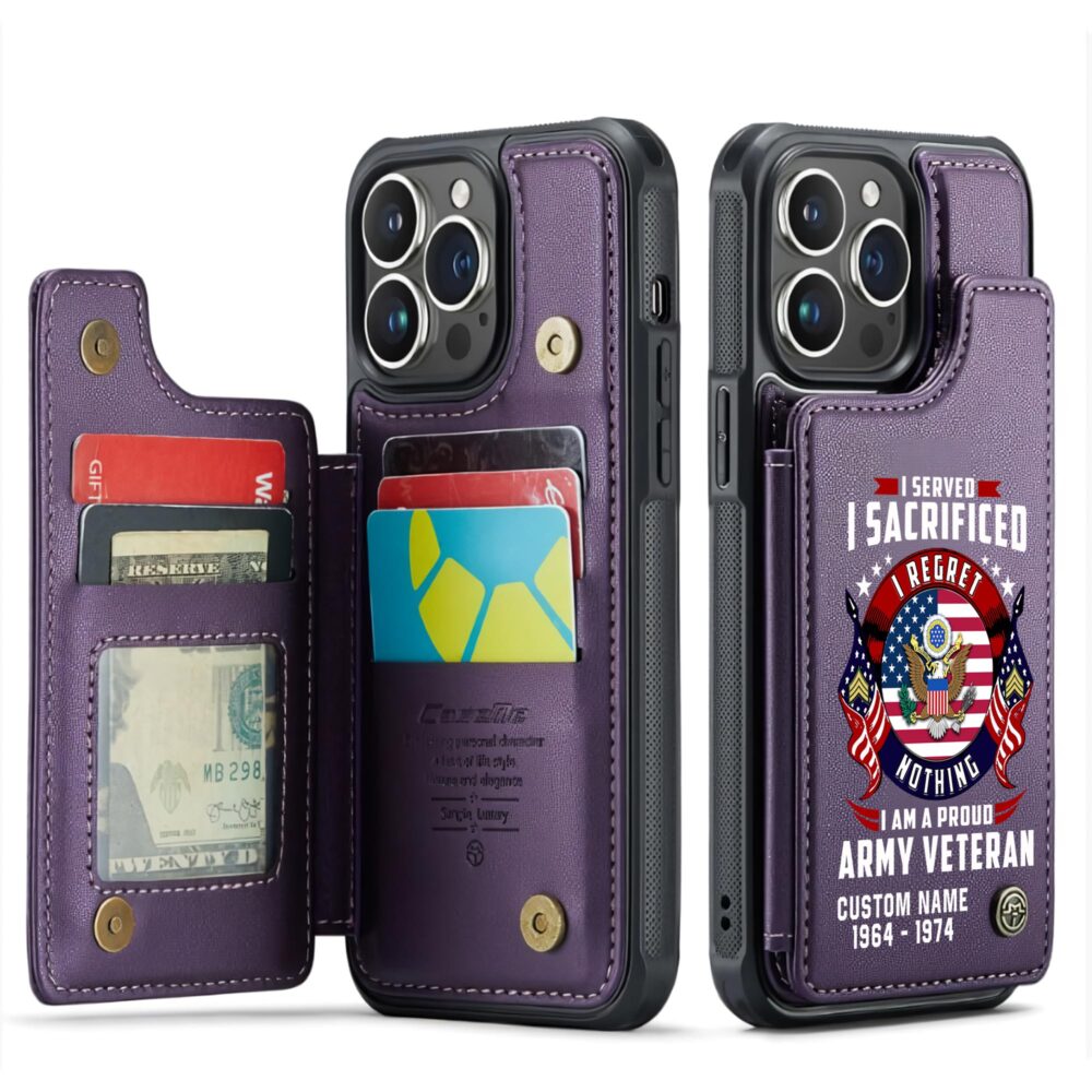 US Army, O 3 Army Captain - Leather Flip Phone Case - Image 6