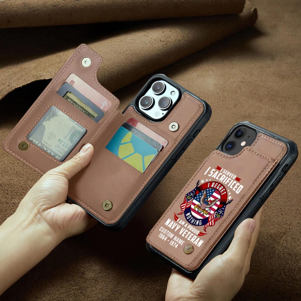 US Navy, No One Fights Alone - Leather Flip Phone Case - Image 2