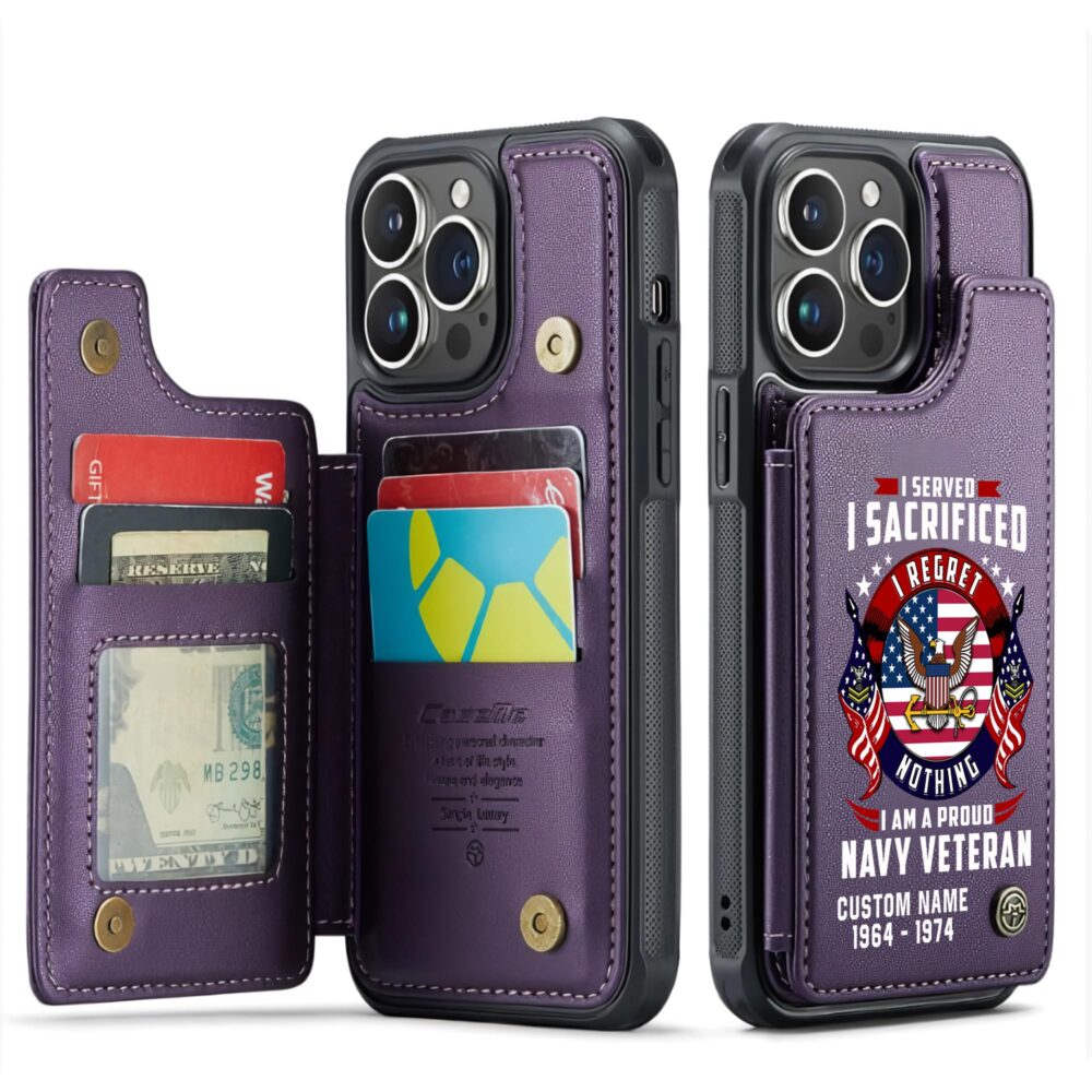 US Navy, No One Fights Alone - Leather Flip Phone Case - Image 6