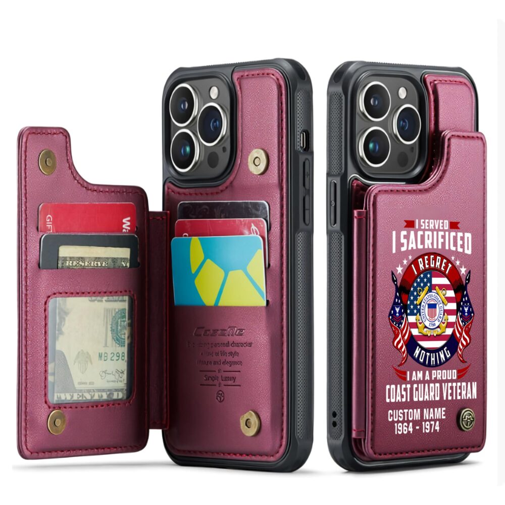 US Coast Guard, E 7 Red - Leather Flip Phone Case - Image 4