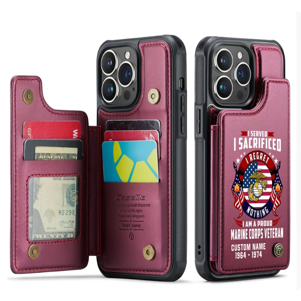 US Marine Corps, The Devil Dogs - Leather Flip Phone Case - Image 4