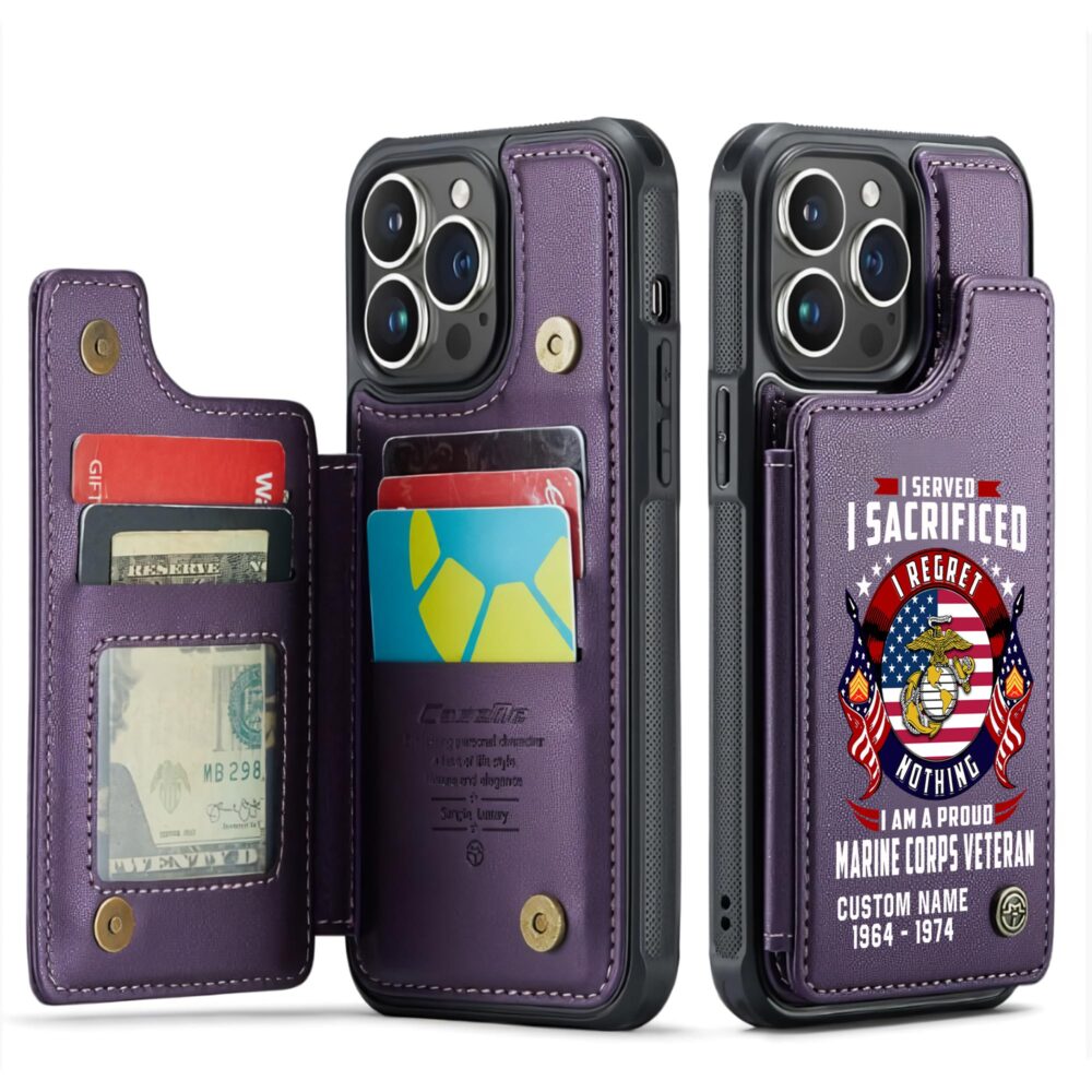 US Marine Corps, The Devil Dogs - Leather Flip Phone Case - Image 6