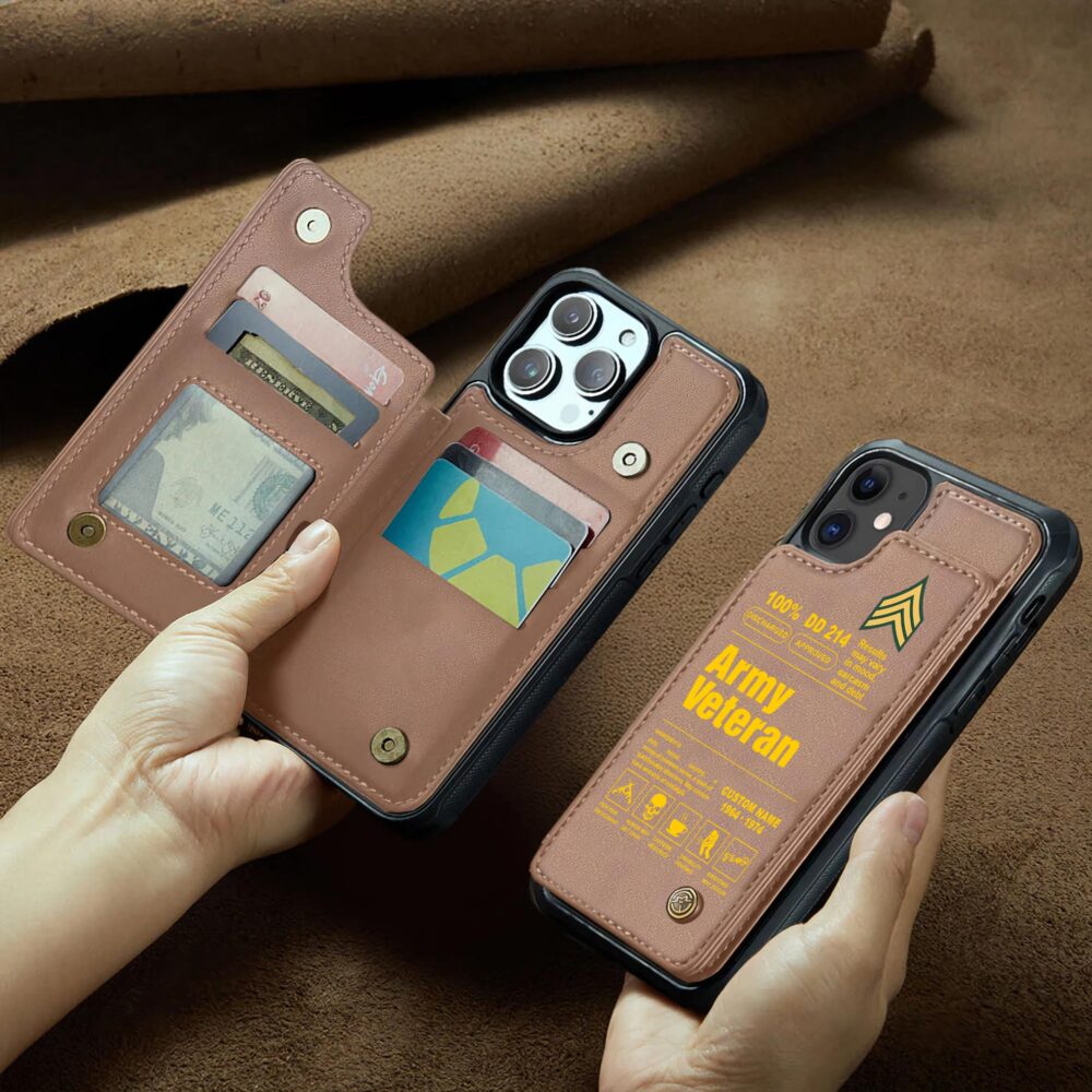 US Army, E 8 Army Master Sergeant - Leather Flip Phone Case - Image 2