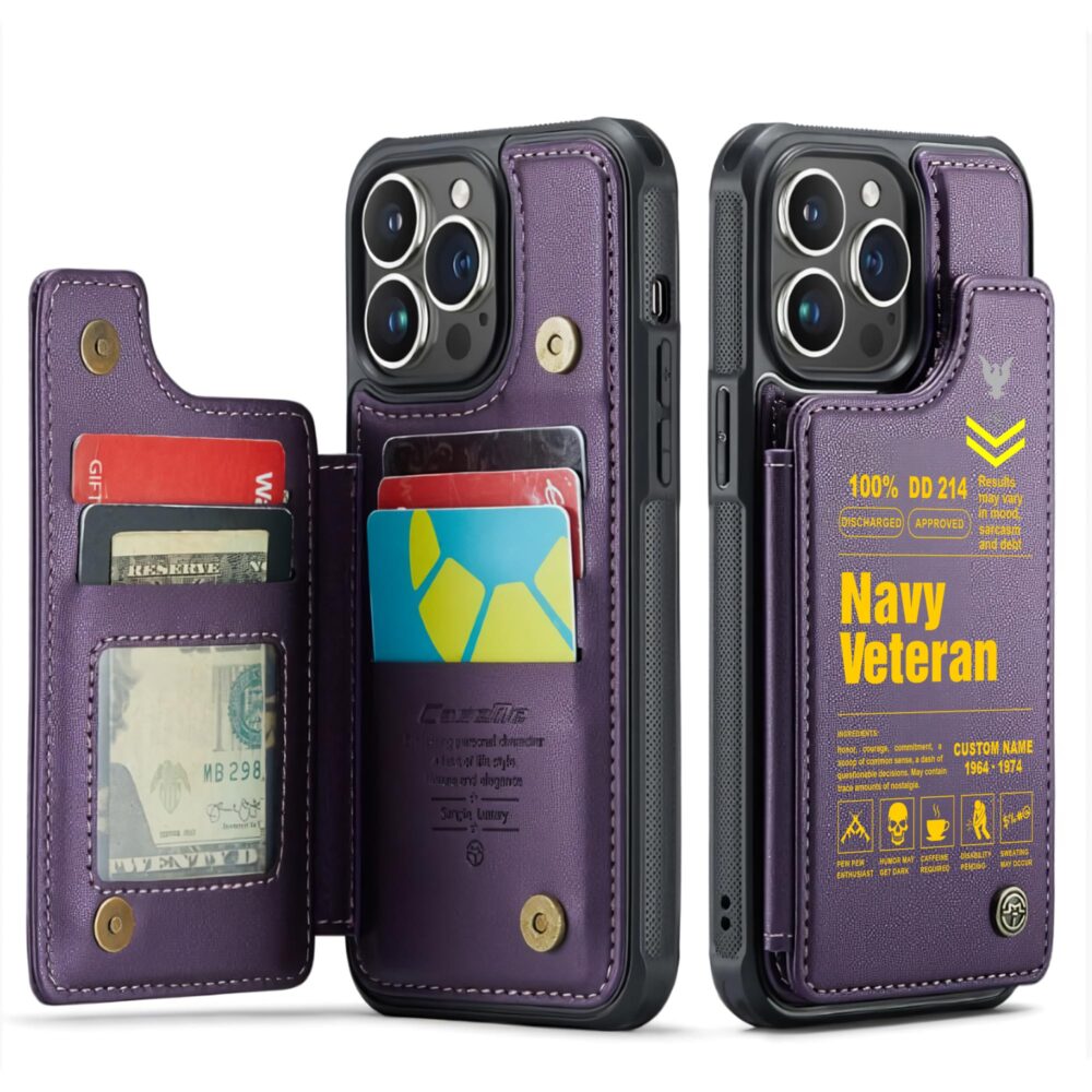 US Navy, E 4 Gold - Leather Flip Phone Case - Image 6