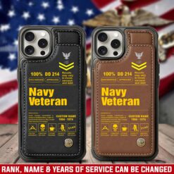 US Navy, E 4 Gold - Leather Flip Phone Case