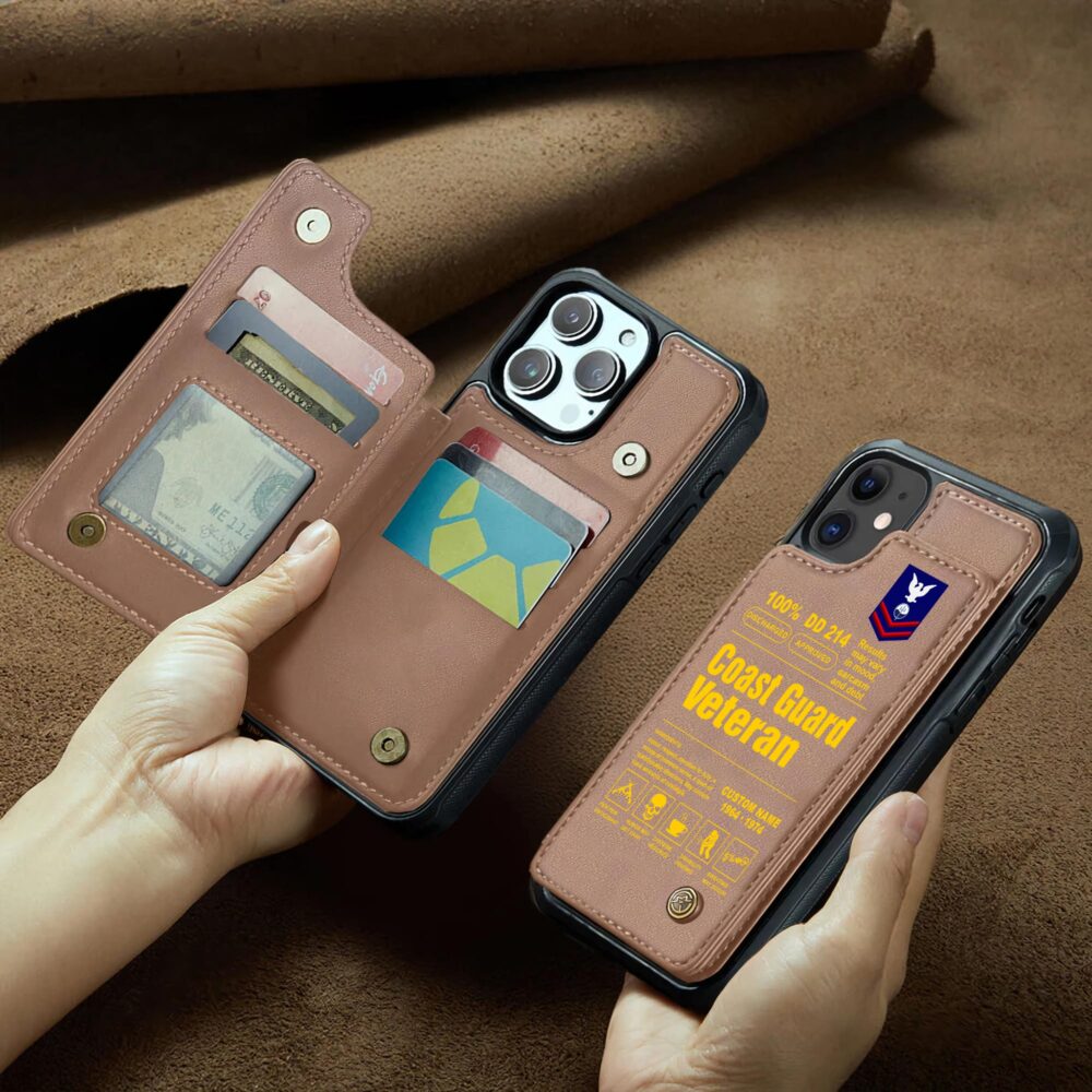 US Coast Guard, E 2 Blue - Leather Flip Phone Case - Image 2