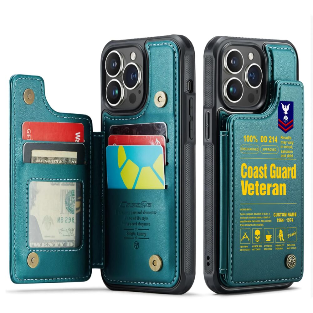 US Coast Guard, E 2 Blue - Leather Flip Phone Case - Image 5