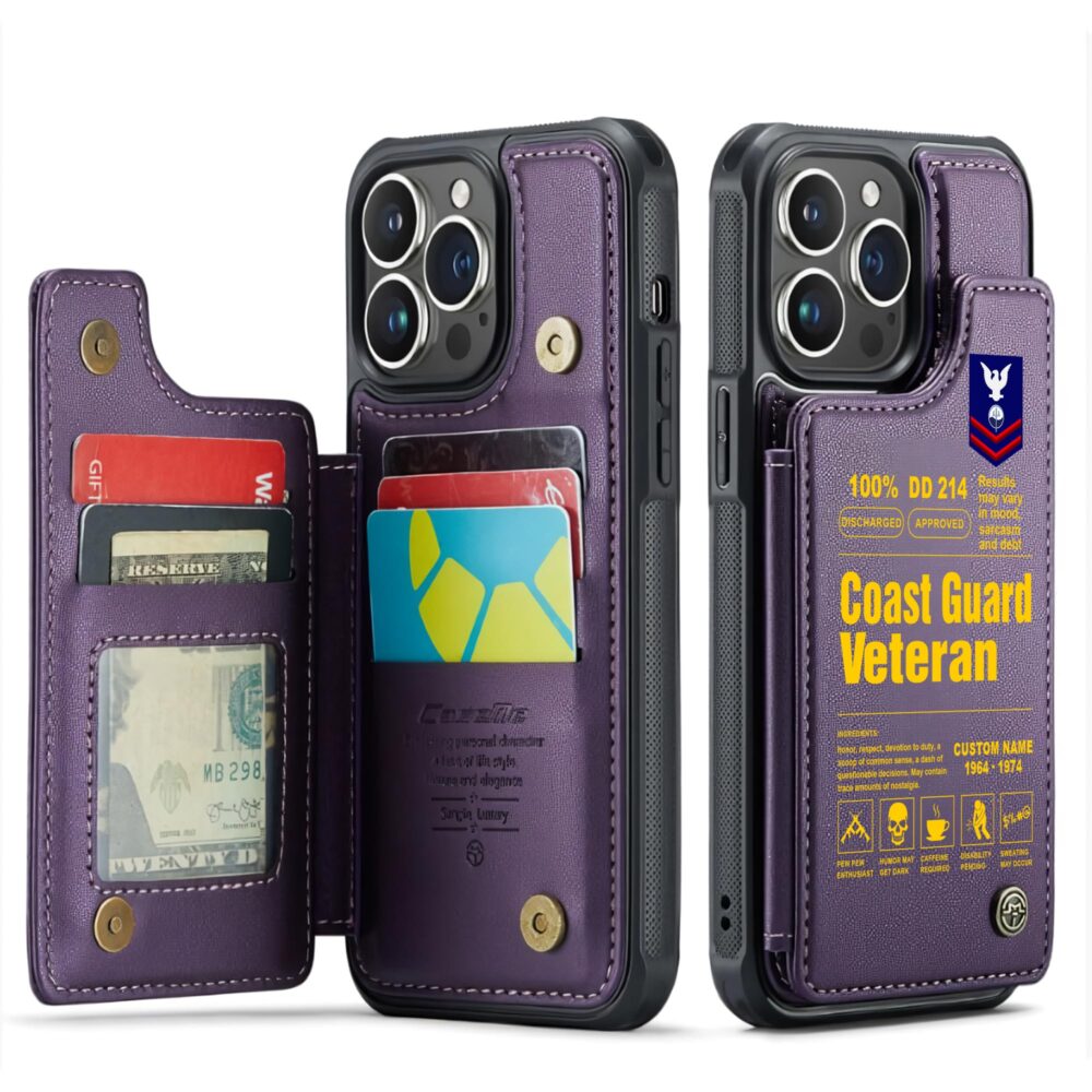 US Coast Guard, E 2 Blue - Leather Flip Phone Case - Image 6