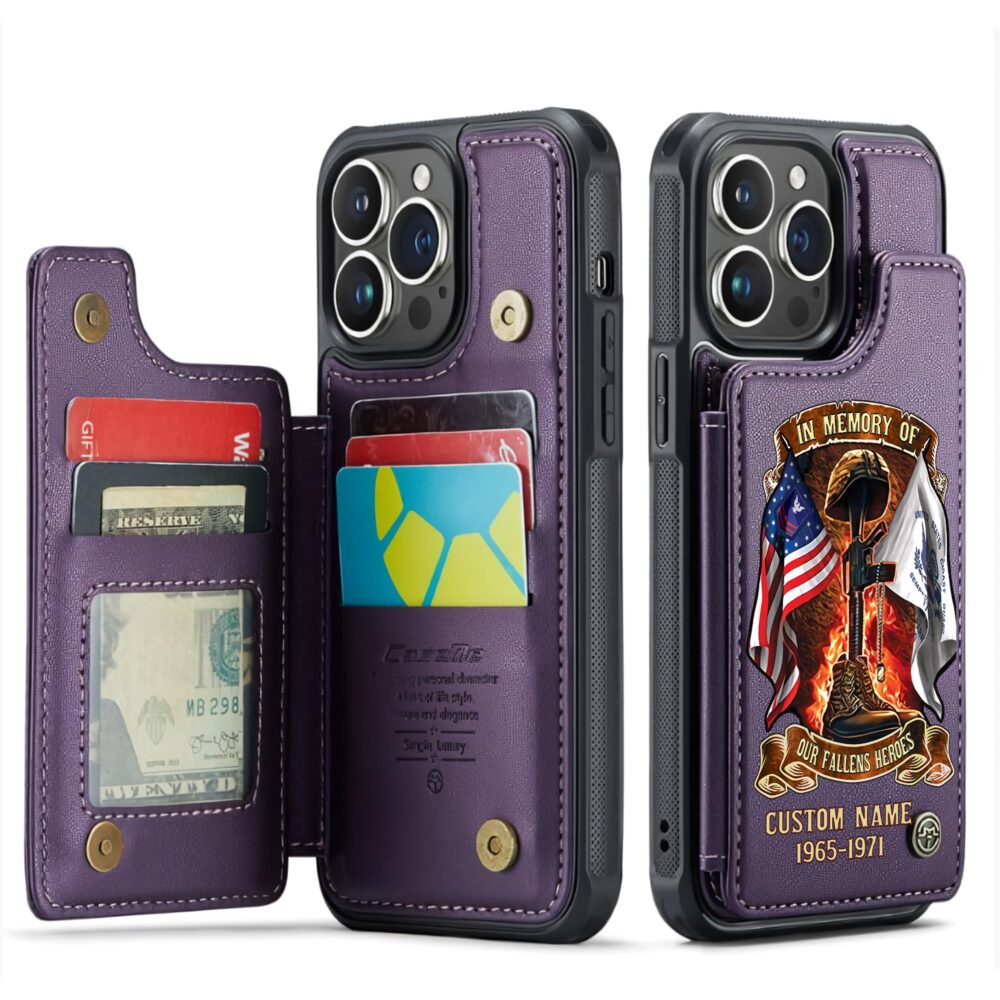 US Coast Guard, Thank a Veteran - Leather Flip Phone Case - Image 6