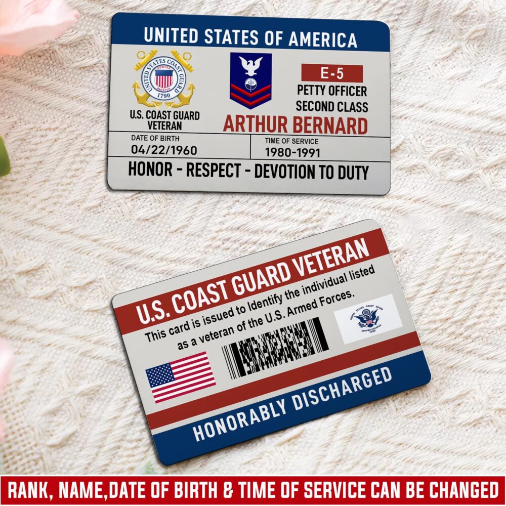 US Coast Guard, E 6 Red - Printed Metal Card