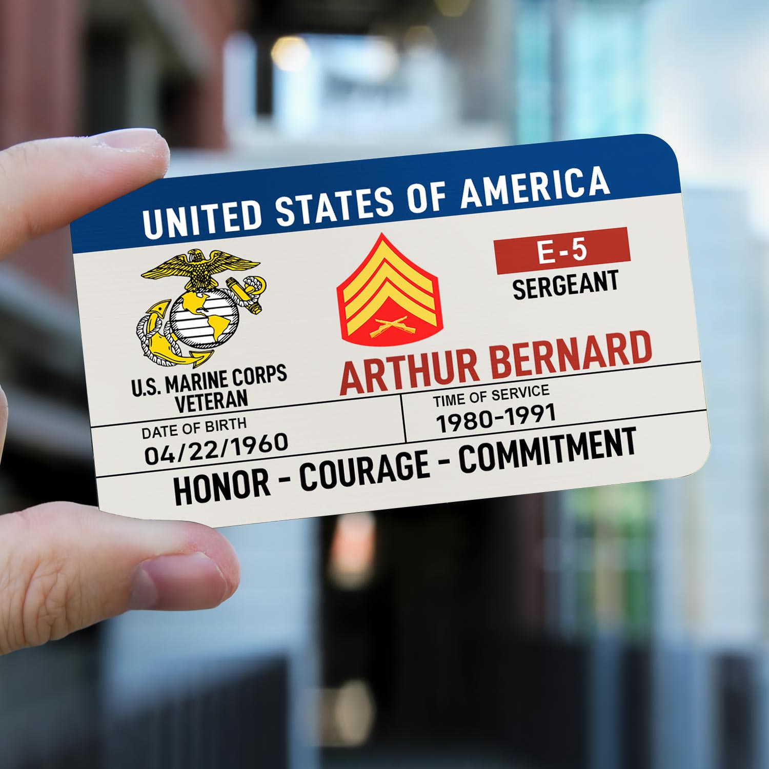 US Marine Corps, Lest We Forget - Printed Metal Card - Image 2